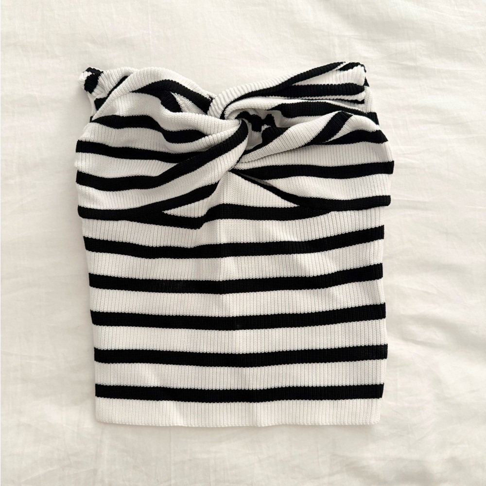 B&W stripe strapless top